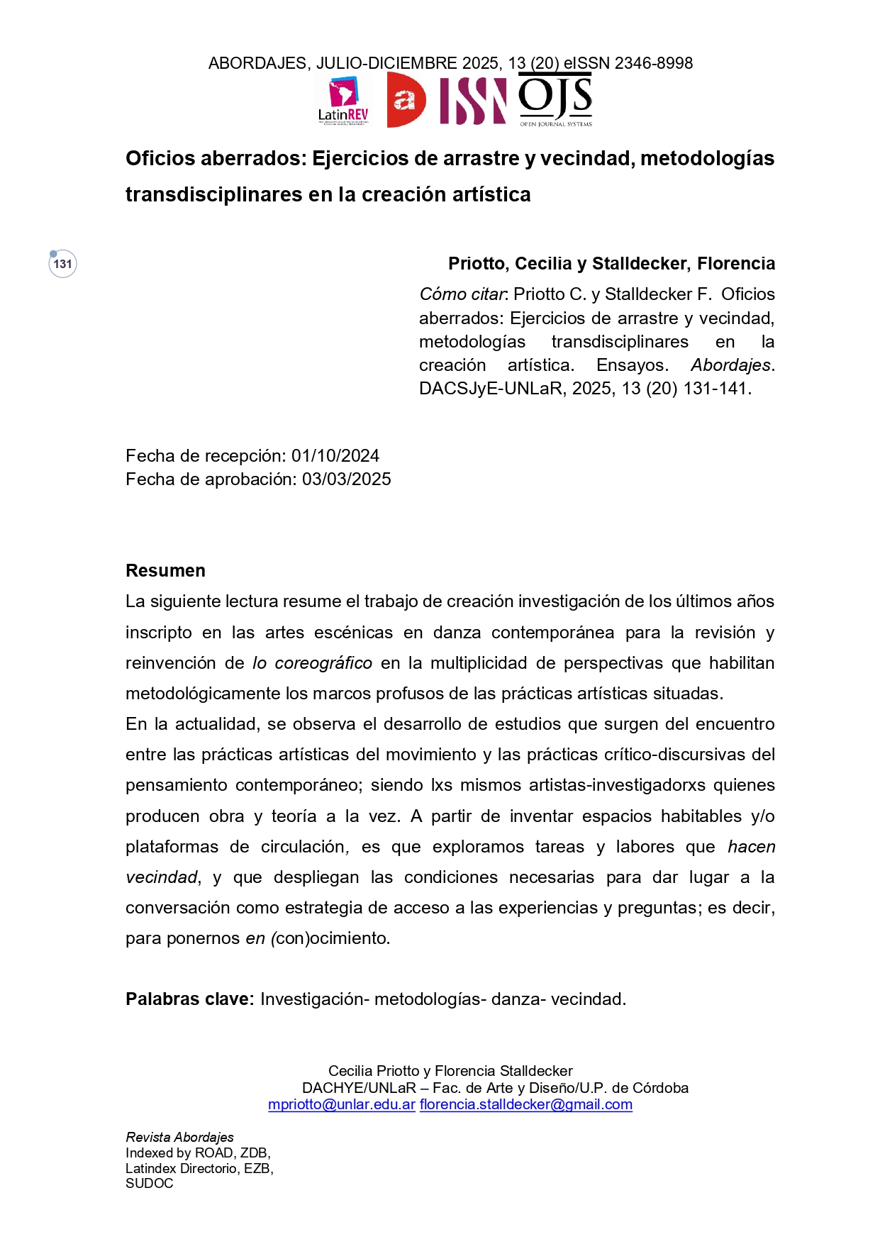 Oficios aberrados: Ejercicios de arrastre y vecindad, metodologías transdisciplinares en la creación artística