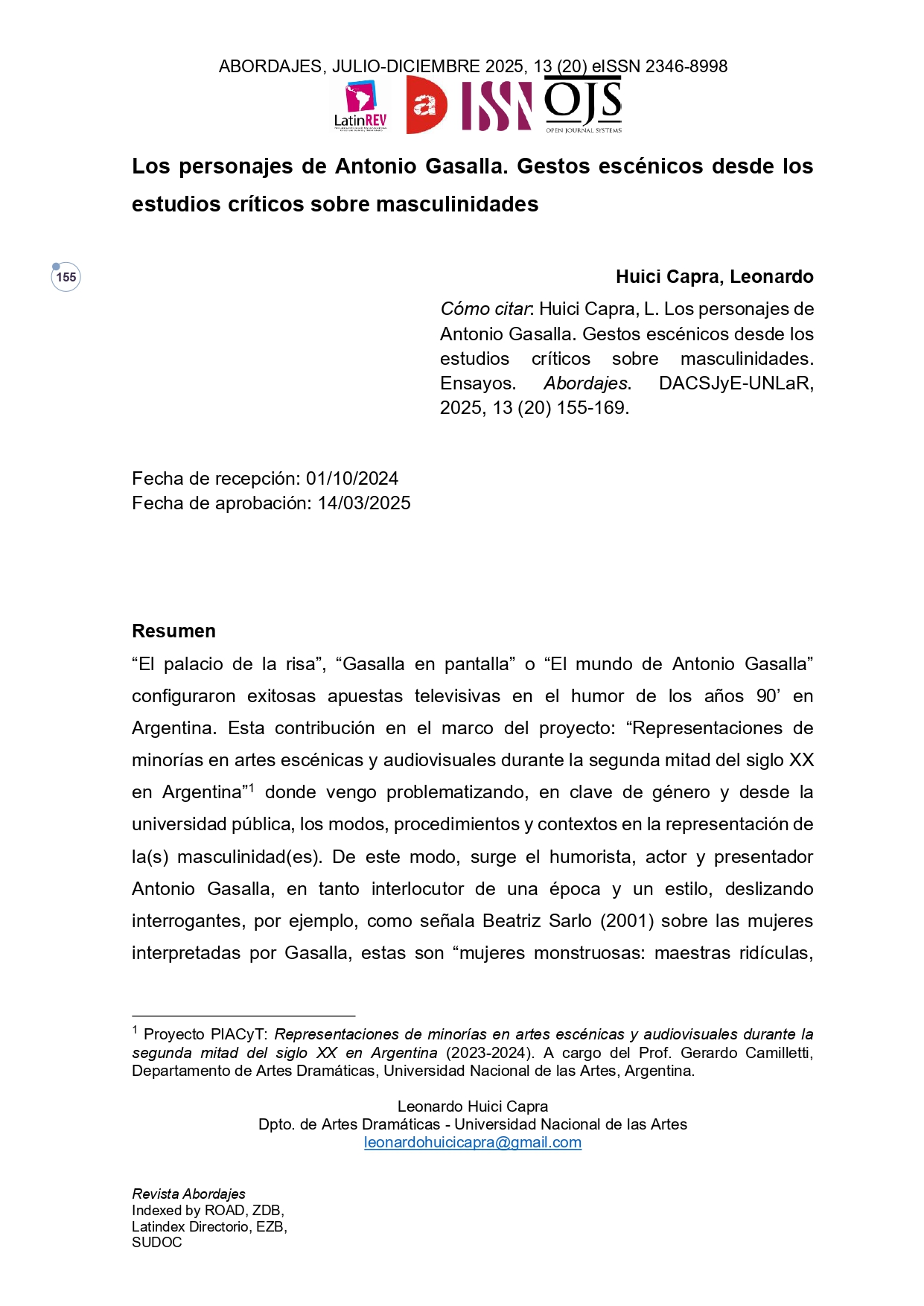 Los personajes de Antonio Gasalla. Gestos escénicos desde los estudios críticos sobre masculinidades